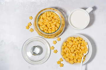 breakfast cereal for children - crispy stars, top view