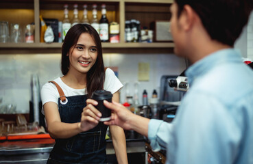 New generation women do small business in coffee shop counter