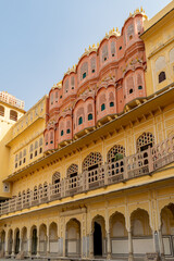 Fototapeta na wymiar Jaipur, Rajasthan, India; Feb, 2020 : the inner architecture of the Hawa Mahal, Jaipur, Rajasthan, India