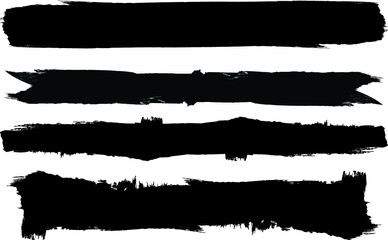 Grunge Paint Roller . Vector brush Stroke . Distressed banner . Black stripes isolated. paintbrush collection . Modern Textured shape . Dry border in Black . Bulge lines