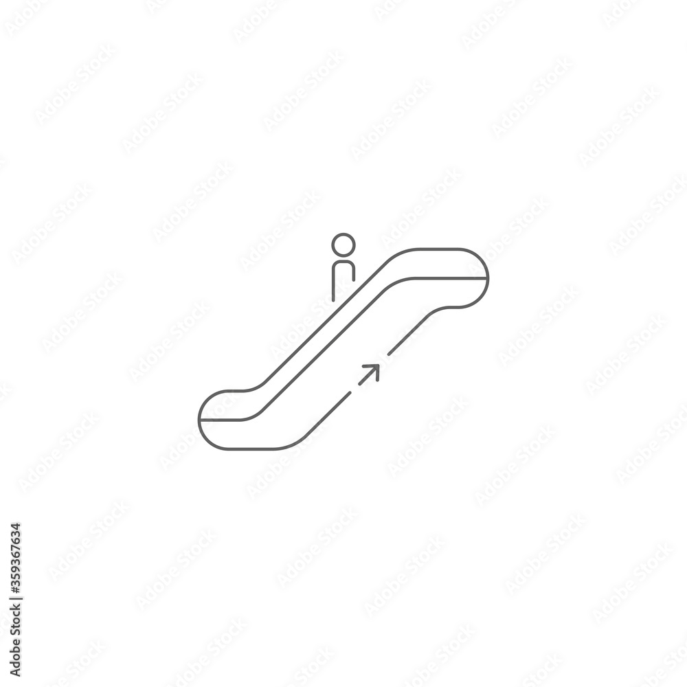 Poster escalator going up information signal linear icon with arrow. stock vector illustration isolated on 