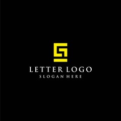 Bold logo design of letter G and S on dark background colours - EPS10 - Vector.