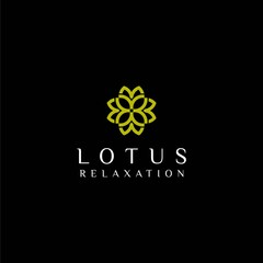 Luxury logo design of lotus or flower on black background colours - EPS10 - Vector.