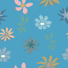 Fototapeta na wymiar Seamless floral pattern with hand drawing flowers