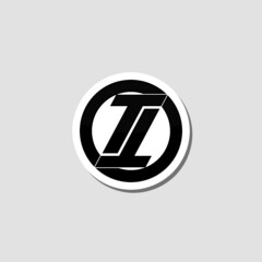 Initial Letter TT Logo Design sticker isolated on gray background