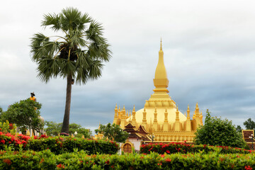 Pha That Luang Vientiane, Laos. That-Luang Golden Pagoda in Vientiane, Laos. Blue sky background...