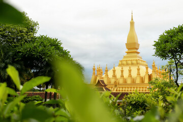 Pha That Luang Vientiane, Laos. That-Luang Golden Pagoda in Vientiane, Laos. Blue sky background beautiful.