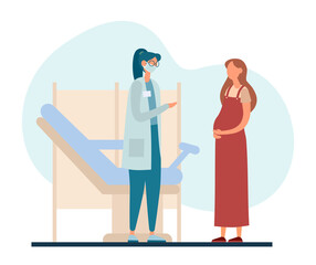 Pregnant woman visiting obstetrician in modern clinic