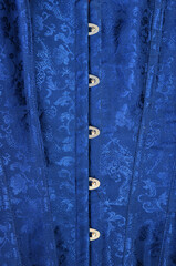 blue  brocade corset fastening detail