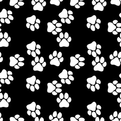 Vector seamless pattern with dog footprints. Can be used for wallpaper,fabric, web page background, surface textures.