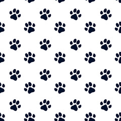 Vector seamless pattern with dog footprints. Can be used for wallpaper,fabric, web page background, surface textures.