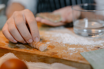 Steamed Shrimp Wontons Dim Sum with Raw Materials.