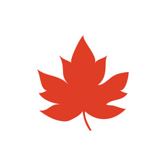 Concepto otoño. Icono plano hoja de arce en color naranja