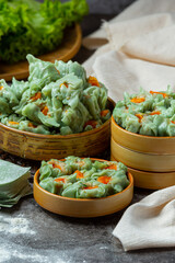 Stuffed Beans with Pork and Salted Eggs Asian cuisine.