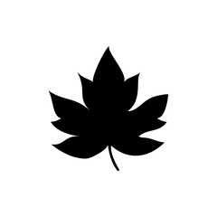 Concepto otoño. Icono plano hoja de arce en color negro