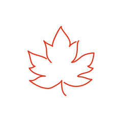 Concepto otoño. Icono plano lineal hoja de arce en color naranja