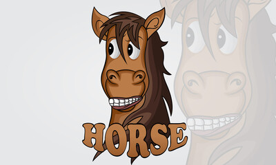 Funny Horse Head Cartoon Mascot Vector Design. Anyone can use This Design Easily.