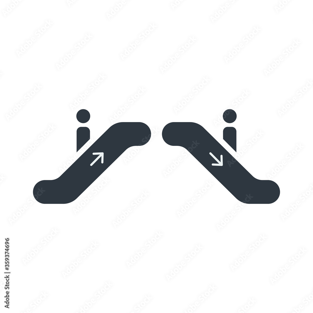 Poster escalator going up and down information signal icon with arrow. stock vector illustration isolated o