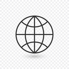 Linear Globe icon. World travel sign. Internet network symbol. Stock vector illustration isolated on white background.