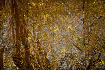 Golden shiny blurred Christmas celebration background of glitter surface with copy space