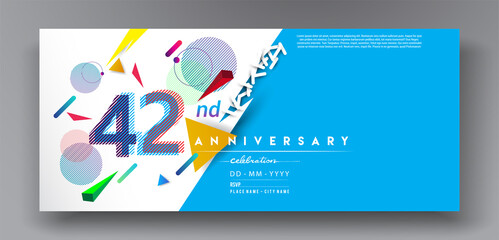 Obraz premium 42nd years anniversary logo, vector design birthday celebration with colorful geometric isolated on white background.