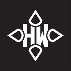 HW Logo monogram with four cone rounded by the shape design template