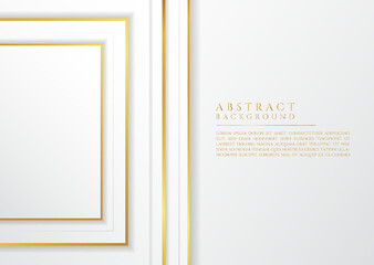 Square shape overlap layer half space for content white and gold metallic style