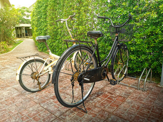 Fototapeta na wymiar Two bicycles under the sun.