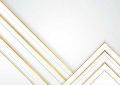 White and gold metallic triangle overlap layer shape design with space for contect