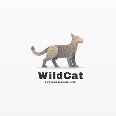 Vector Logo Illustration wild Cat Gradient Colorful Style.