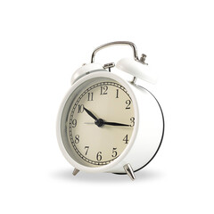 Side of white retro alarm clock on isolated background. with clipping paths.