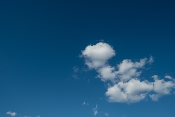 Blue sky background with tiny clouds.