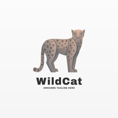 Vector Logo Illustration wild Cat Gradient Colorful Style.