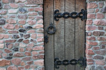 Щld wooden door with metal door