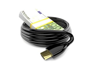 Euro currency with hd cable