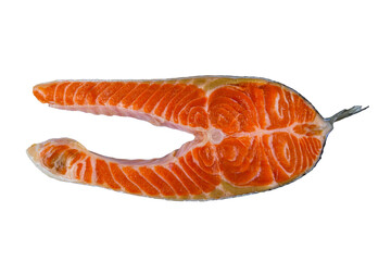 Steak of salmon fish isolated on a white background