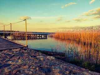 sunset over the river