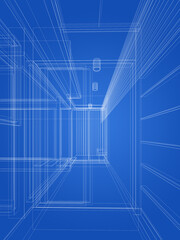 abstract sketch design of interior house ,3d rendering