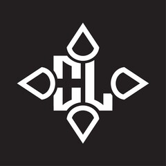 OL Logo monogram with four cone rounded by the shape design template