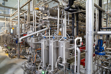 set of facilities for cooking syrup, caramel at candy factory. production of sweets