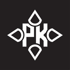 PK Logo monogram with four cone rounded by the shape design template