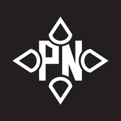 PN Logo monogram with four cone rounded by the shape design template