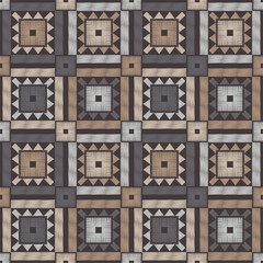 Brown floor with wooden texture. Netting. Ethnic boho ornament. Geometry. Seamless pattern. Vector illustration for web design or print.