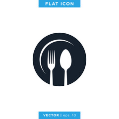 Food, Restaurant Icon Vector Logo Design Template. Spoon, Fork and Knife Symbol
