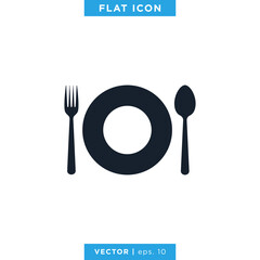 Food, Restaurant Icon Vector Logo Design Template. Spoon, Fork and Knife Symbol