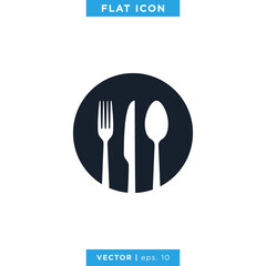 Food, Restaurant Icon Vector Logo Design Template. Spoon, Fork and Knife Symbol