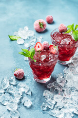 cocktail with frozen strawberry