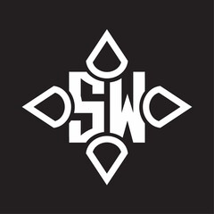 SW Logo monogram with four cone rounded by the shape design template