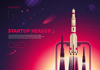 Rocket Startup Concept Banner