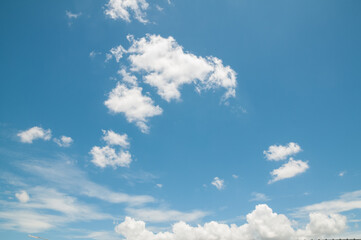 Blue sky with white cloud on summer time as Natural Environment for use as Background.